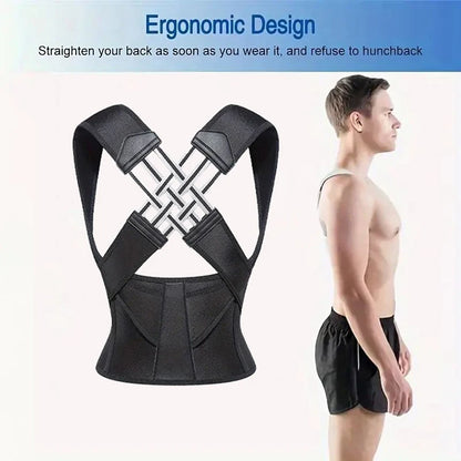 Male and female back support posture corrector - shoulder straightener with adjustable full back support posture strap