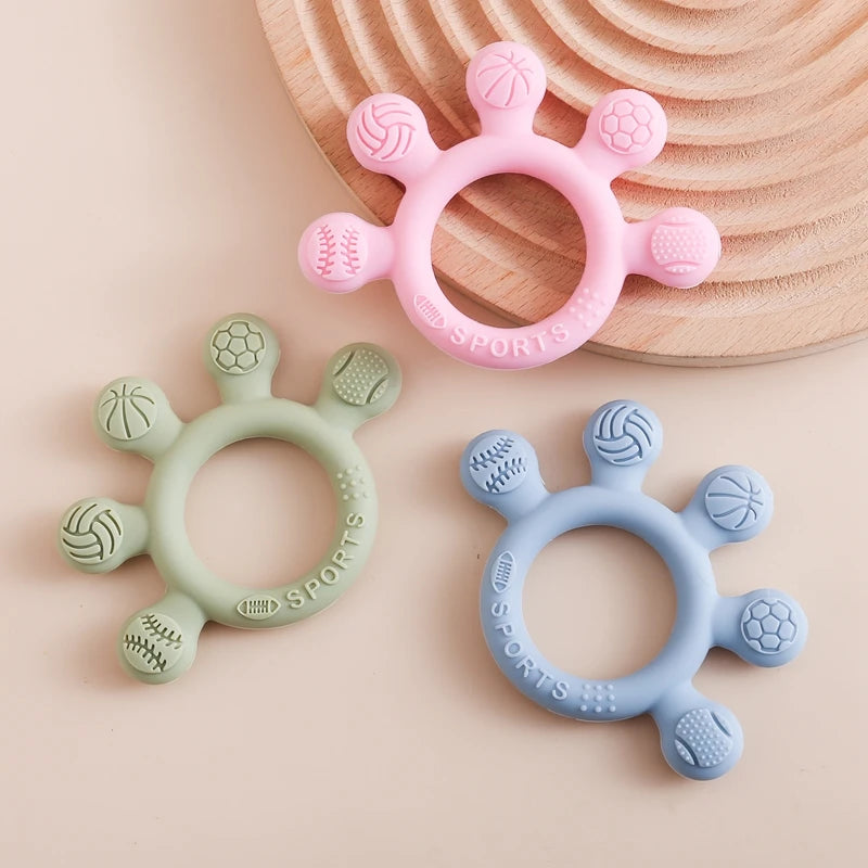 Silicone Baby Teether Toys 0-12Month Food Grade Toddlers Anxiety Teething Ring Sensory Toys Silicone Animal Soothing Accessories