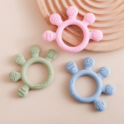 Silicone Baby Teether Toys 0-12Month Food Grade Toddlers Anxiety Teething Ring Sensory Toys Silicone Animal Soothing Accessories
