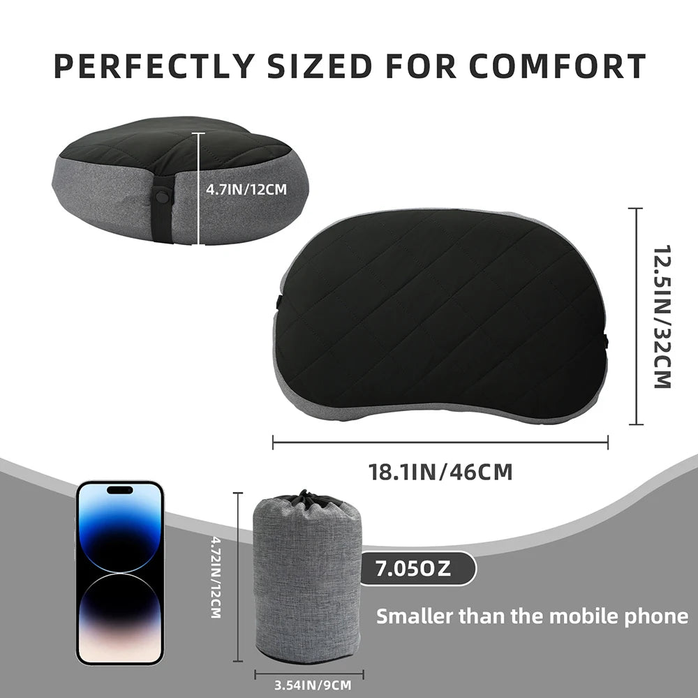 Inflatable Camping Pillow with Removable Washable Cover,Travel Pillow for Neck Support,Hiking,Backpacking,Office,Airplane,Car