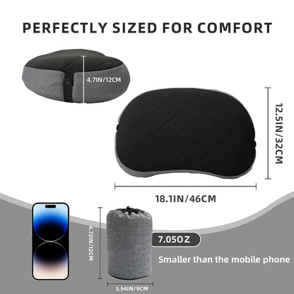 Inflatable Camping Pillow with Removable Washable Cover,Travel Pillow for Neck Support,Hiking,Backpacking,Office,Airplane,Car