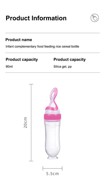 Infant Baby Squeezing Feeding Spoon Baby Silicone Baby Feeding Vegetable Fruit Bottle Baby Dish Scale spoon & hand towel set