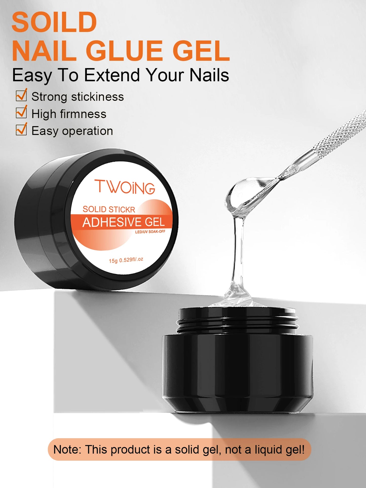 8g Multifunctional Solid Nail Tips Gel - Non-Stick Hand Nail Gel Rhinestone Gel Glue For DIY Manicure At Home