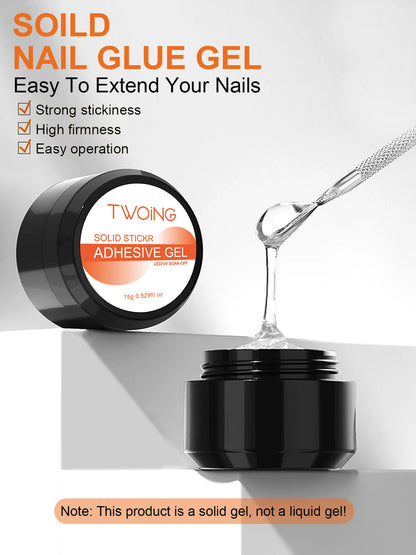 8g Multifunctional Solid Nail Tips Gel - Non-Stick Hand Nail Gel Rhinestone Gel Glue For DIY Manicure At Home