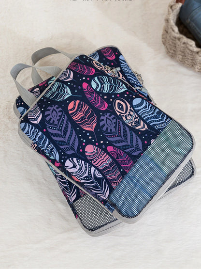 4pcs Compression Storage Bag Large Capacity Foldable Packing Cubes Washable Expandable Luggage Storage Bags Set