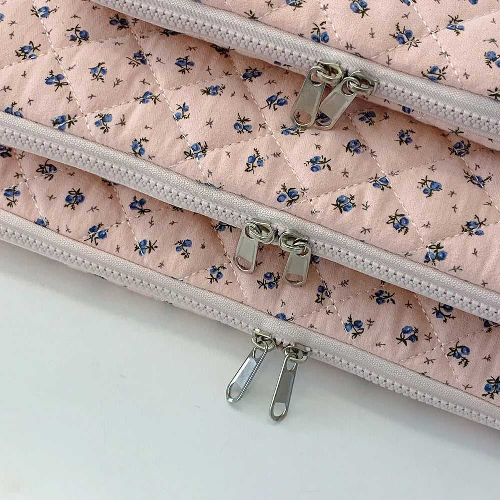 Laptop Sleeve for 11-15 Inch Laptop Tablet Puffy Quilted Floral Laptop Case Coquette Aesthetic Puffy Laptop Sleeve Cover Case