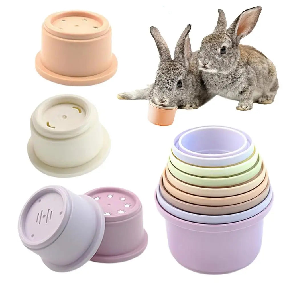 Bunny Stacking Cups 8Pcs  Stacking Cups Toy Multi Colored Reusable Snack Cups Playing Bunny Accessories for Bunny Hamster
