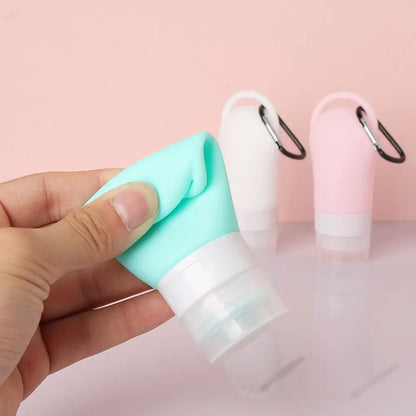 Travel Bottle Leakproof Silicone Refillable Squeezable Travel Tube with Keychain Hook for Cosmetic Toiletry Shampoo