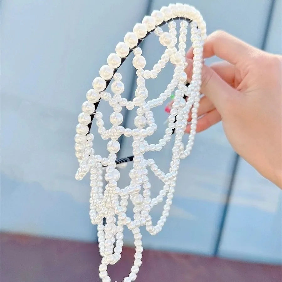 Fashion Pearls Hair Bands Accessories Headdress Elegant Luxury Bridal Crown Women Jewelry Hoop Daily Tassel Hairwear Accessories