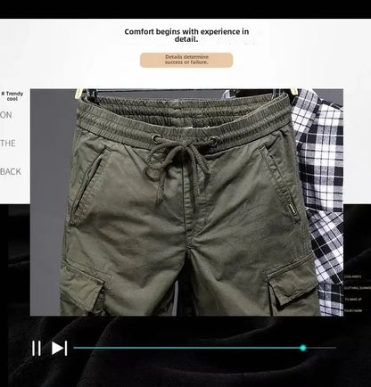 Trendy Brand Casual Cargo Pants Men's Loose Fit Solid Color Cargo Pants American Style Casual For Spring Autumn