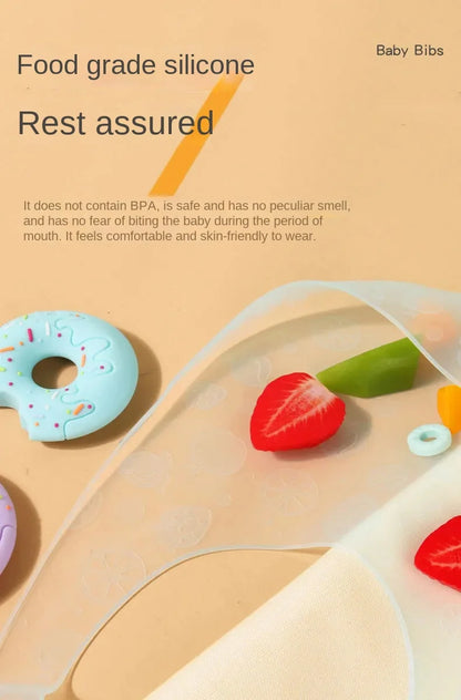 Baby Food-grade Silicone Bib Baby Food Rice Pocket Saliva Pocket Lightweight Waterproof Bib for Children