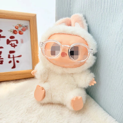 LABUBU 17cm Doll 6.5cm Transparent Glasses Stylish Sunglasses for 1/8 -1/4 BJD Doll Accessories