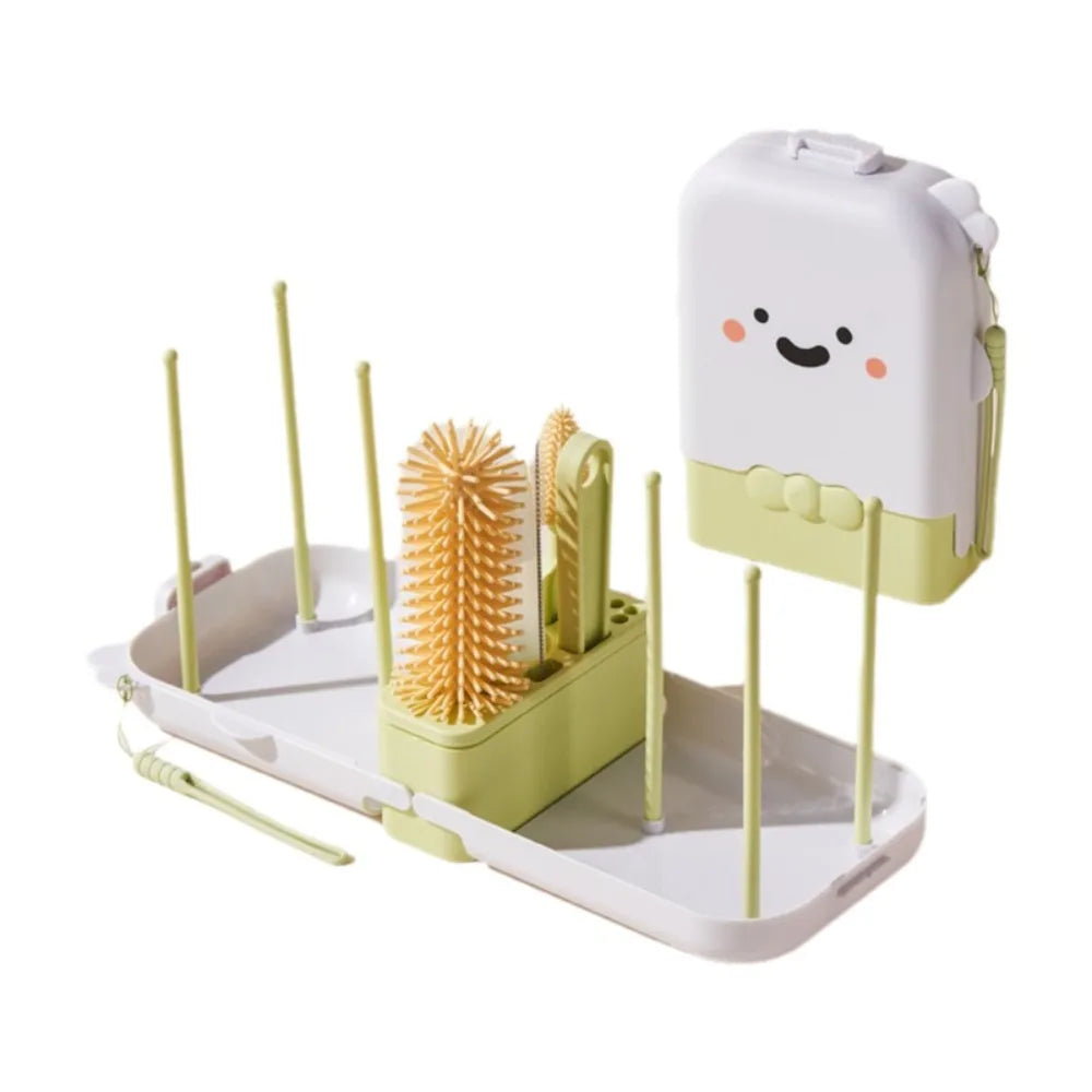 Silicone Baby Bottle Brush Set Flexible with Storage Box Cup Cleaning Brushes Soft Bristles Feeding Bottle Cleaners