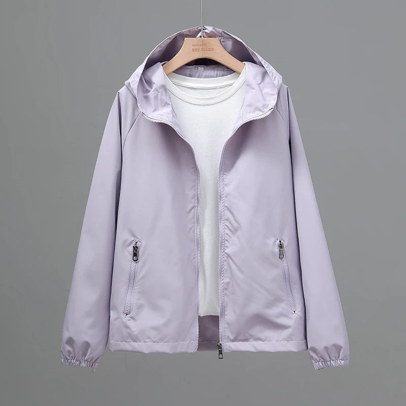 Women Travel Jacket Casual Wears Hooded Coat Outdoor Hiking Couple Wind-Proof Clothing Spring Autumn Fashion Unisex Outerwear