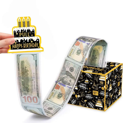 New Birthday Cash Pull Gift Box Money Pulling Box Cash Gift Box Cash Black Money Clip Funny Surprise Birthday Cake Decoration