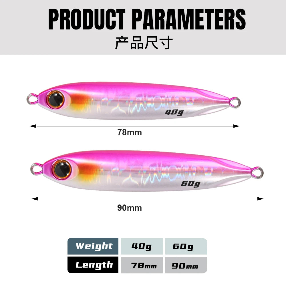 JIGGING PRO 40g 60g Slow Blatt Cast Slim Shore Jigging Lure Long Cast Metal Jig Fishing Bait