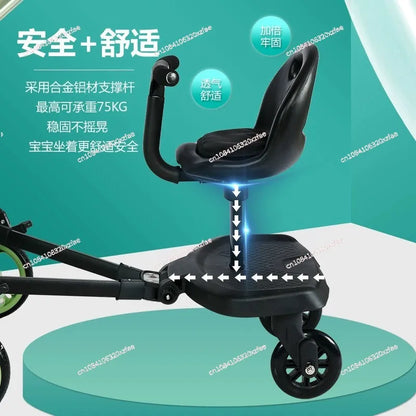 Innovative Baby Stroller Add - on: Auxiliary Pedal & Seat Combo for Hassle - Free Outings with Two Kids