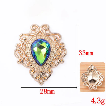 33*28mm Droplet diamond pendant accessories, flat bottom brooch accessories, DIY accessories, headwear accessories 10PCS