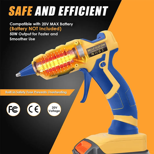 Cordless Hot Glue Gun Compatible with Dewalt 18V 20V Battery for Arts/Crafts/Diy/Repairs(Tool Only)with 30Pcs 7*150mm Glue Stick