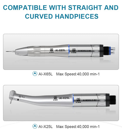 LED Illumination Dental Low Speed Air Motor With Micro Power Generator E-type 2/4/6 Hole Internal Water Spray AI-M205LG
