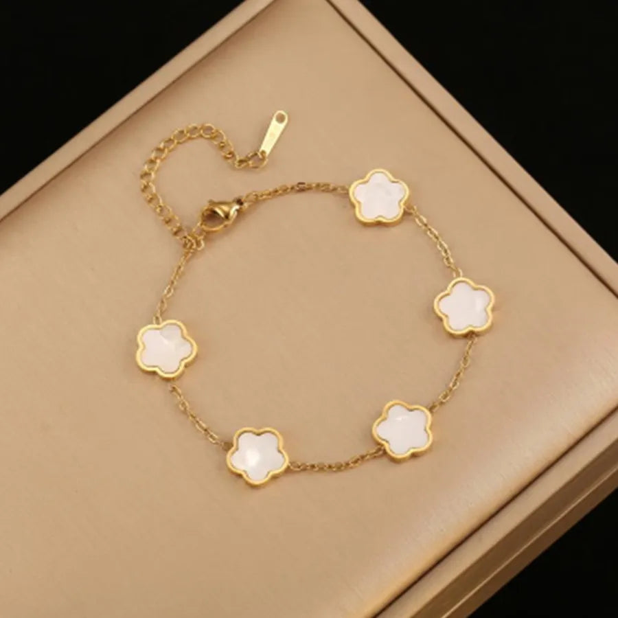 1 piece stainless steel flower bracelet for women