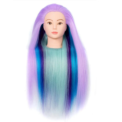 Mannequin Head Model With Long Synthetic Hair, Manikin Head Styling Hairdresser Training Head, Doll Head for Braiding Practice