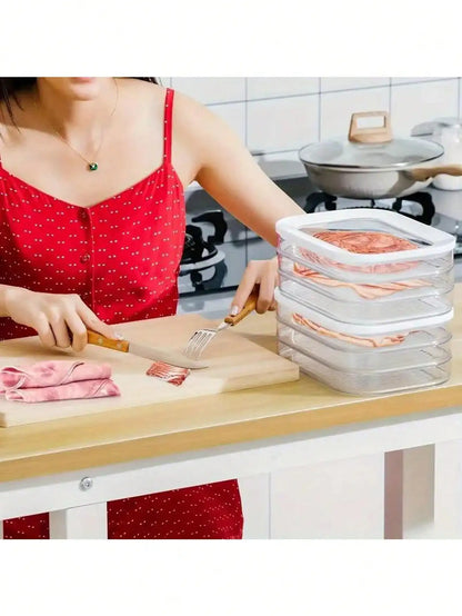 3-Tier Stackable Lunch Organizer – Fridge Container for Bacon, Cheese & Deli Meats w/Lid – Space-Saving Kitchen Storage