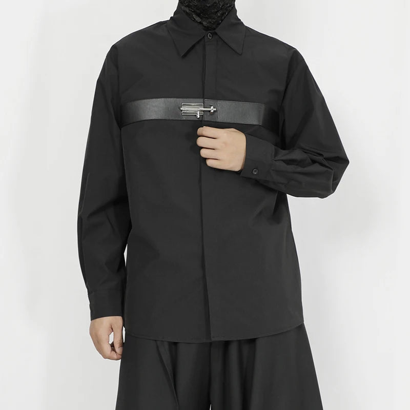 Men's shirt original 2023 new niche design feeling young men's fashion leisure loose black long sleeve shirt in the autumn