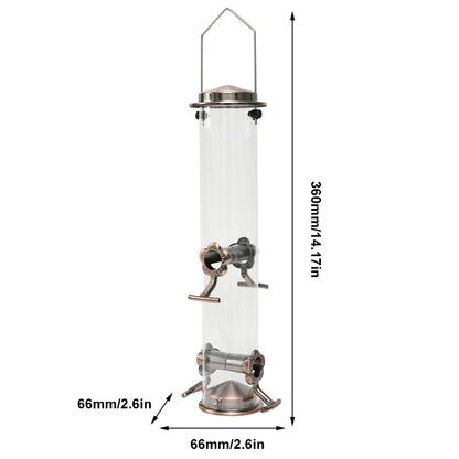 Metal Bird Feeders with 4 Feeding Ports Hanging Bird Seed Feeder Weather Resistant Tubular Bird Food Dispenser For Birds Feeding