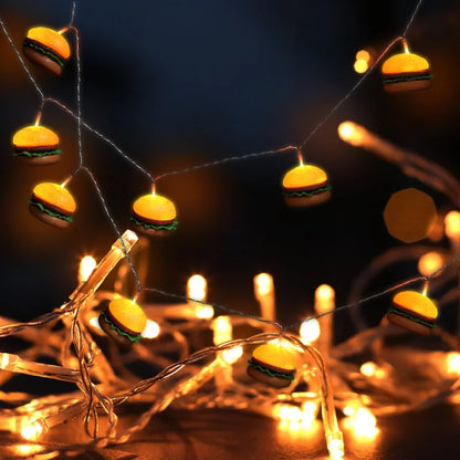 Creative Plastic Hamburger Led Light String Exquisite Decorative String Lamp LED Party Bedroom Living Room Courtyard Birthday