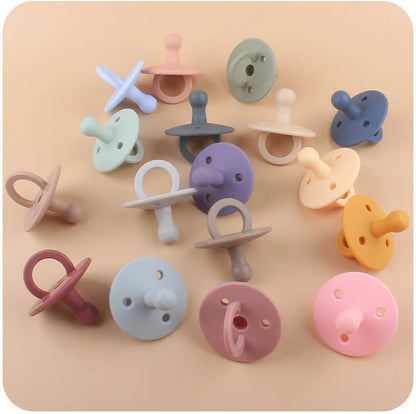 Baby Silicone Pacifier Safe Food Grade Teether Newborn Soother Solid Color Dummies Silicone Nipple For Baby Chew Accessories