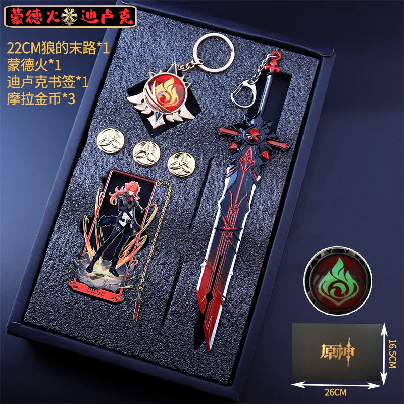 Genshin Impact Peripheral Bookmarks Vision of God Pendants Keychains Servant Weapon Models Combination Sets Gifts and Presents