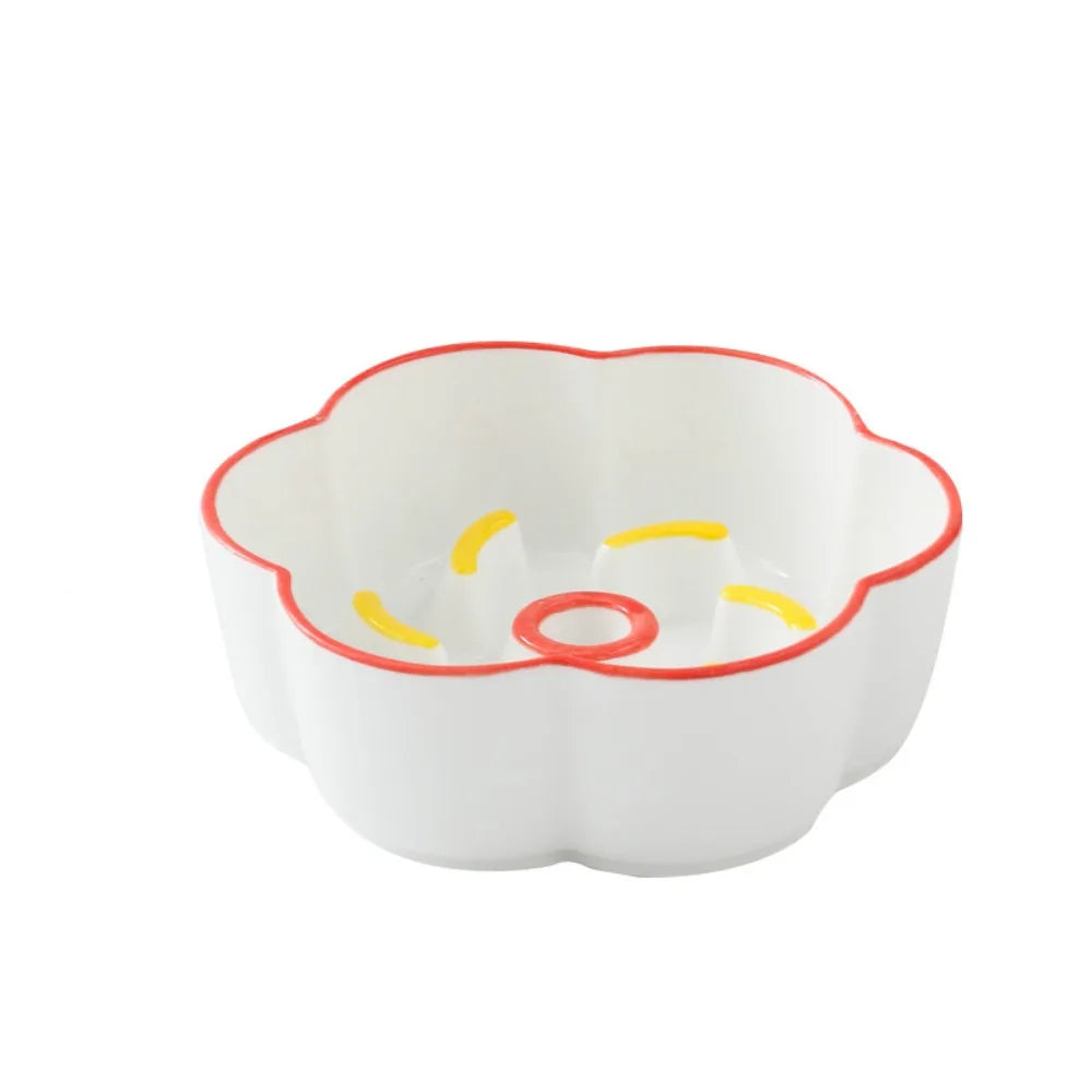 Ceramic Cat Slow Food Bowl Cute Creative Dog Food Feeding Basin Multi-use Large Capacity Pet Drinking Feeder Water Container