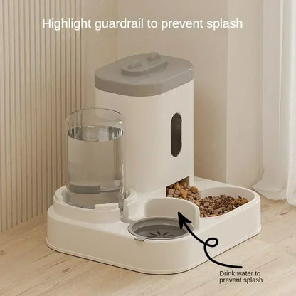 Automatic Cat Dog Feeder with Water Fountain Large Capacity Elevated Bowl Anti-Tip Design for Pets Drinker Accessories