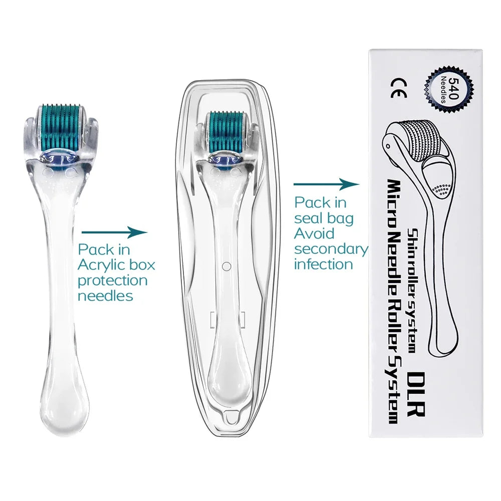 Titanium Derma Pen Roller Hair Growth Beard 540 Microneedle Roller for Facial Skin Care MTS Micro Needle Roller Mesotherapy Use