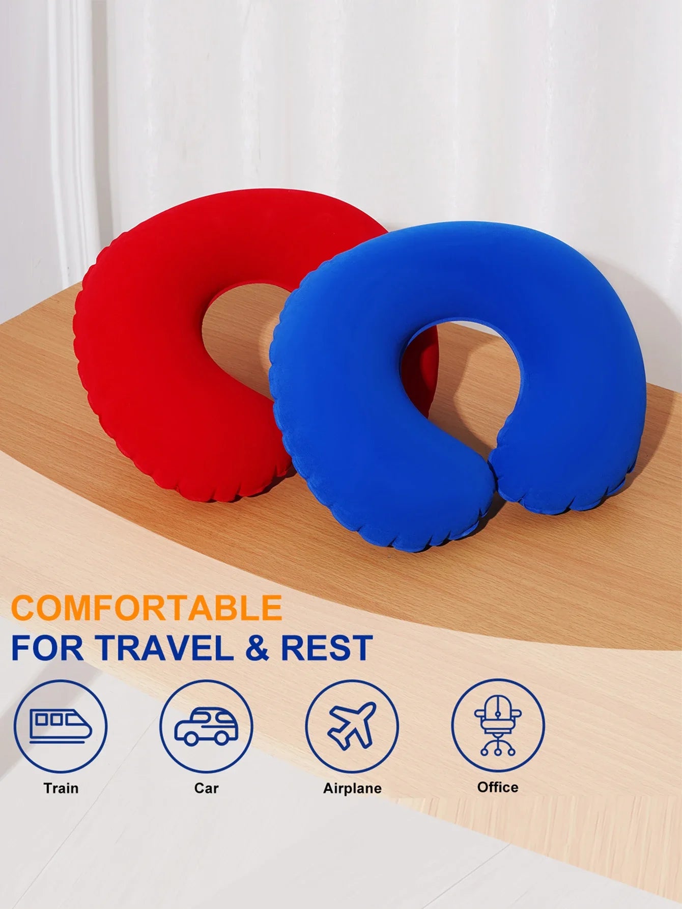 2Pcs/Pack Inflatable U-shaped Pillow, Portable Folding Neck Pillow for Travel, Suitable for Travel