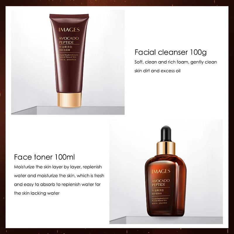 5pcs/Set IMAGES Avocado Skin Care Sets Facial Moisturizing Face Cream Serum Facial Cleanser Eye Cream Skin Care Products