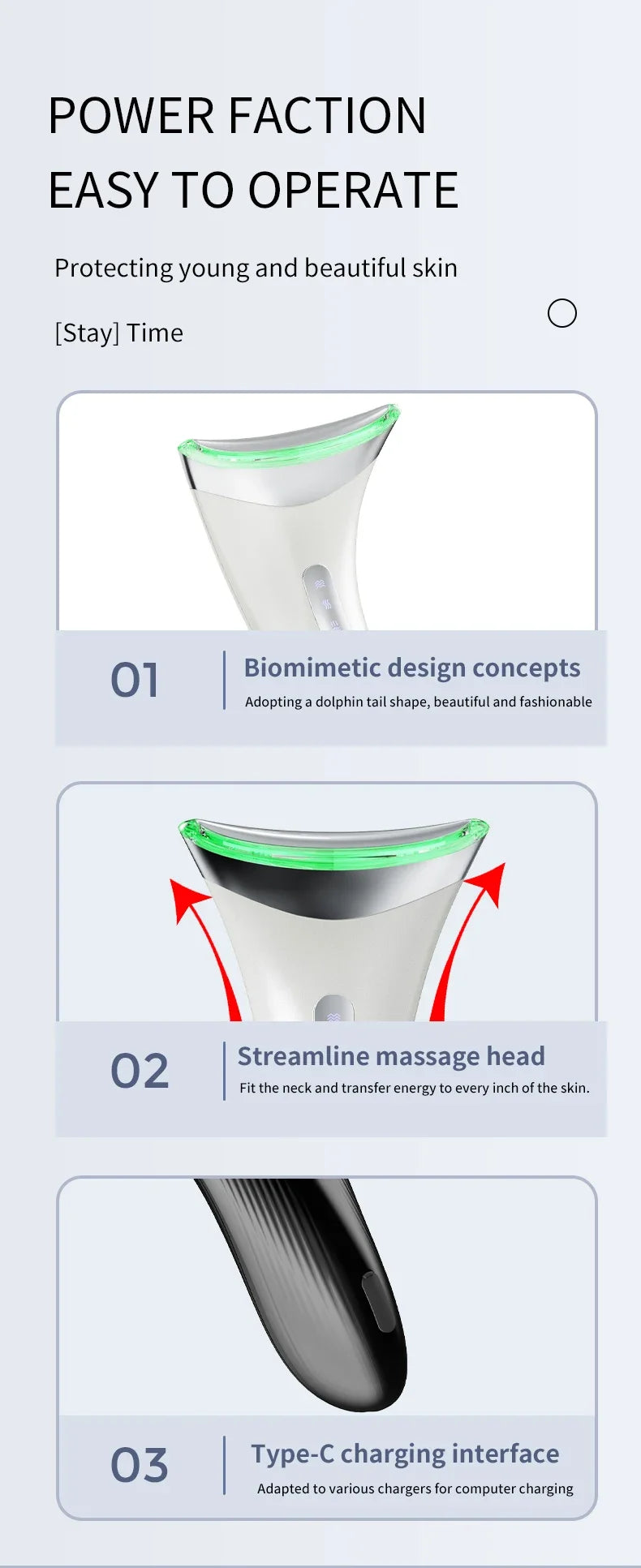 Home Face And Neck Massage Tool, Face Massager, Three Mode, Heating Mode, Skin Care, Facial Device, Portable Beauty Instrument