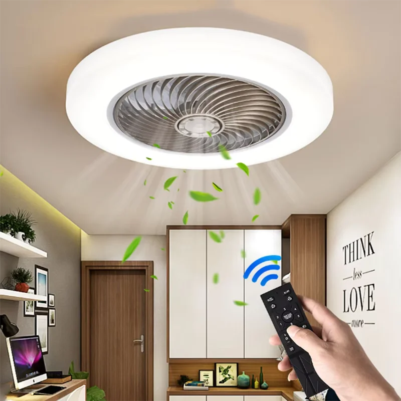 Smart Ceiling Fan Fans With Lights Remote Control Bedroom Decor Lamp 52cm Air Invisible Silent Electric fan for room AC220V
