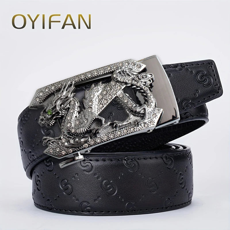 Men's belt, personalized belt. Dragon pattern belt, luxury designer belt, business belt, casual belt, automatic buckle belt