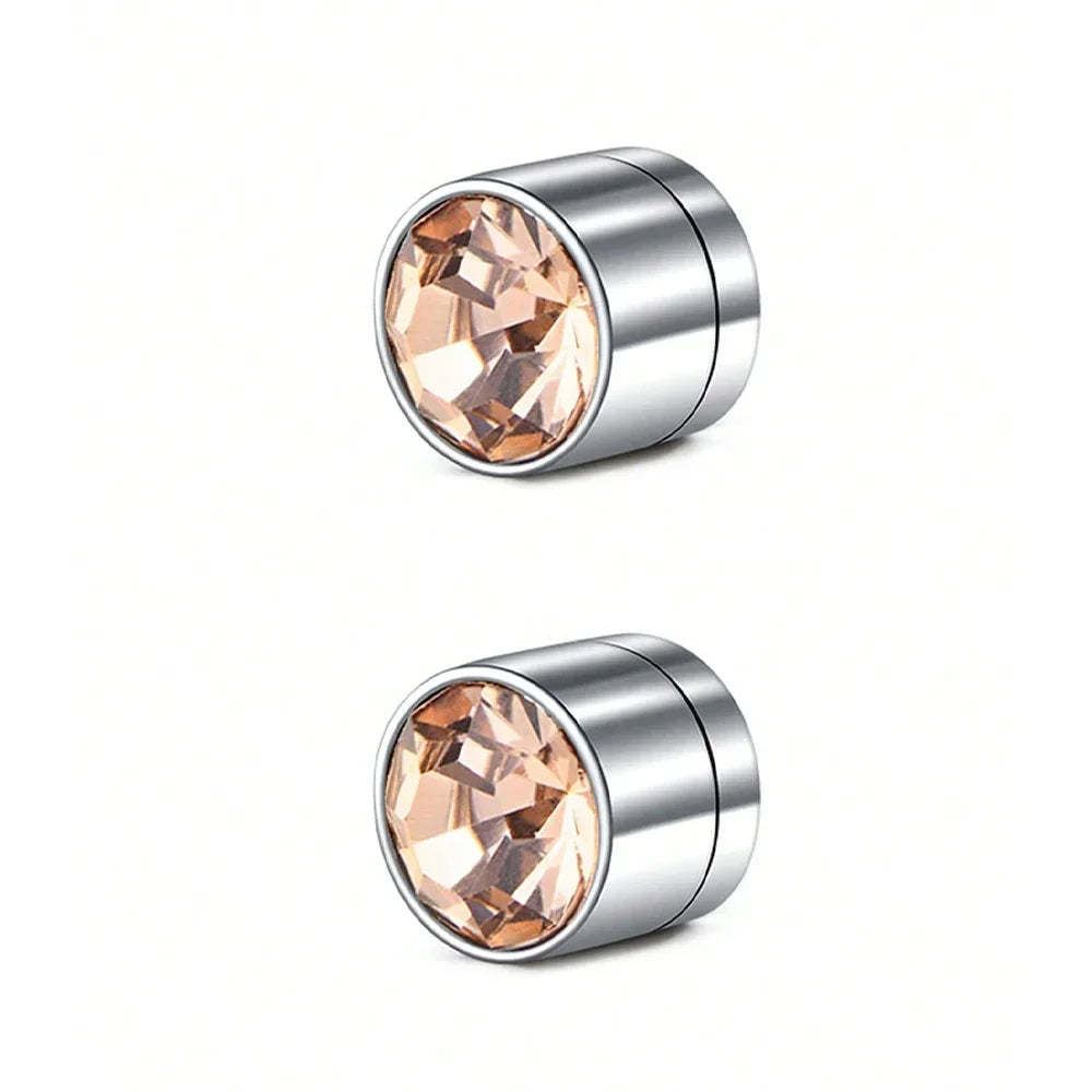 2Pcs CZ Dia 3-5mm Faux Non Pierced Ear Ring Ear Cuff Stainless Steel Fake Ear Ring Studs  For Women Men No Piercing Body Jewelry