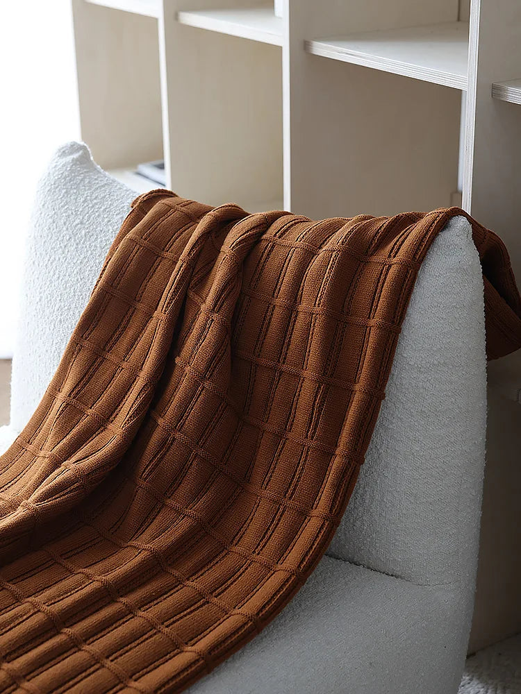 American-Style Thickened Knitted Wool Cover Blanket Solid Color Simple Bed End Towel Blanket Multifunctional Decorative Blankets