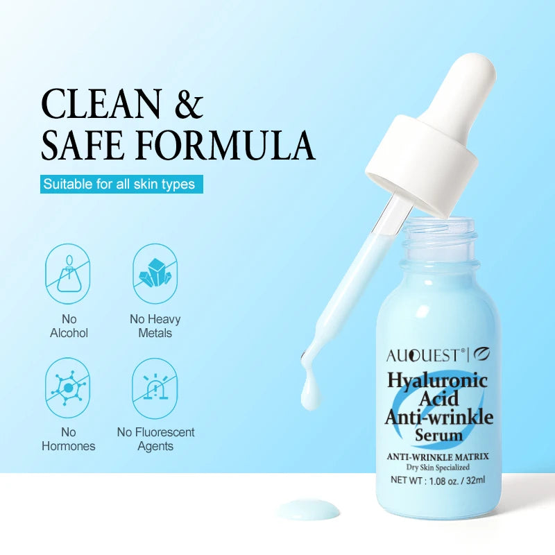 AUQUEST Hyaluronic Acid Anti-Wrinkle Face Serum Anti-Aging Lifting Firming Moisturizing Brightening for Glowing Skin Care