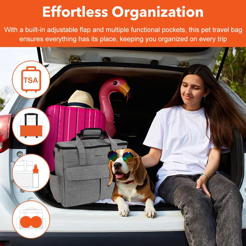 6 Sets Large Dog Travel Bag, Dog Camping Essentials, Weekend Pet Travel Kit, Dog Travel Accessories With Multi-Purpose Pocket