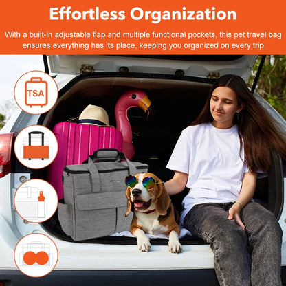 6 Sets Large Dog Travel Bag, Dog Camping Essentials, Weekend Pet Travel Kit, Dog Travel Accessories With Multi-Purpose Pocket