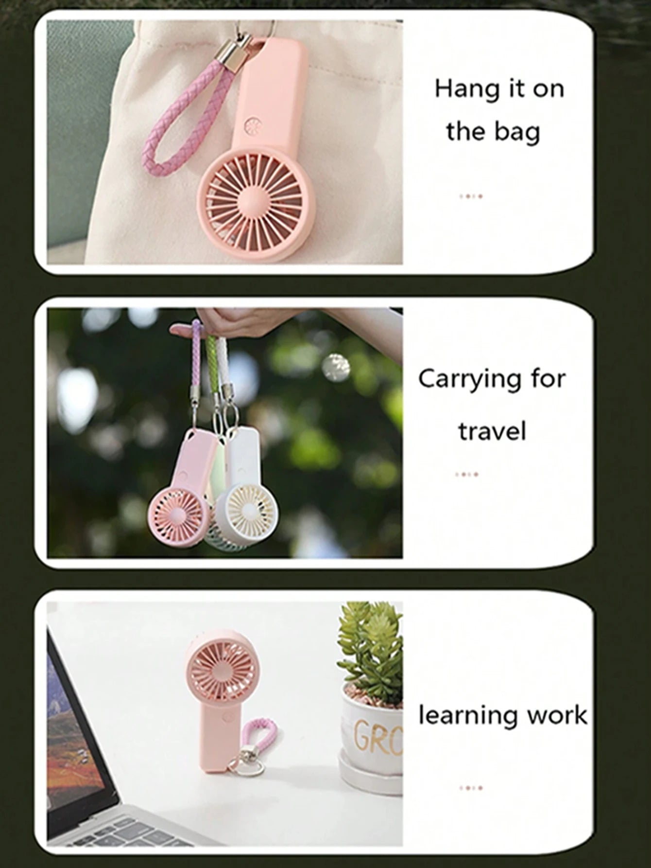 Mini Portable Fans Handheld USB Rechargeable Fan Mini Desktop Air Cooler Outdoor Fan Cooling Travel Hand Fans Ventilation Fan
