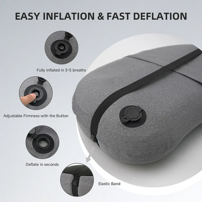 Inflatable Camping Pillow with Removable Washable Cover,Travel Pillow for Neck Support,Hiking,Backpacking,Office,Airplane,Car