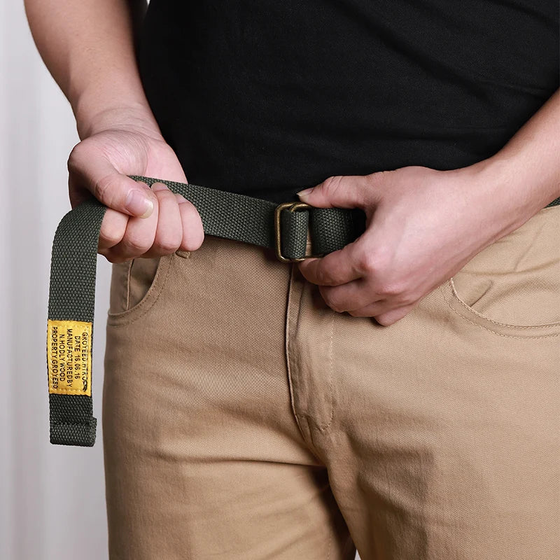 Double-loop belt men and women belt INS double-loop tide double-loop canvas Korean version of young students casual outdoo