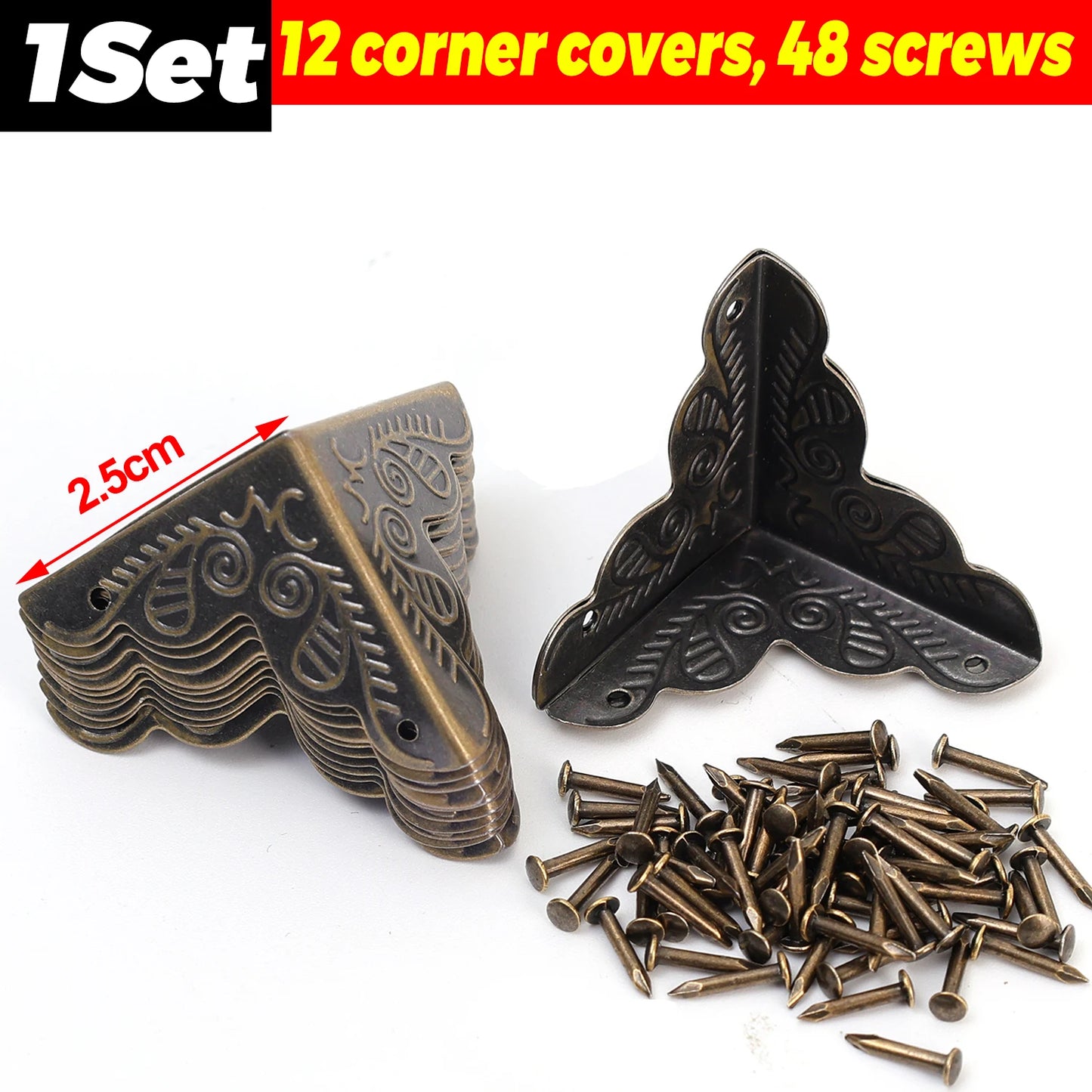 Antique Corner Protector Furniture Corners with Screws Jewelry Box Table Corner Brackets DIY Furniture Decorative Metal Corners