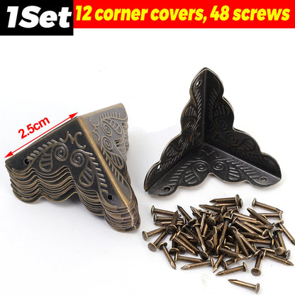Antique Corner Protector Furniture Corners with Screws Jewelry Box Table Corner Brackets DIY Furniture Decorative Metal Corners